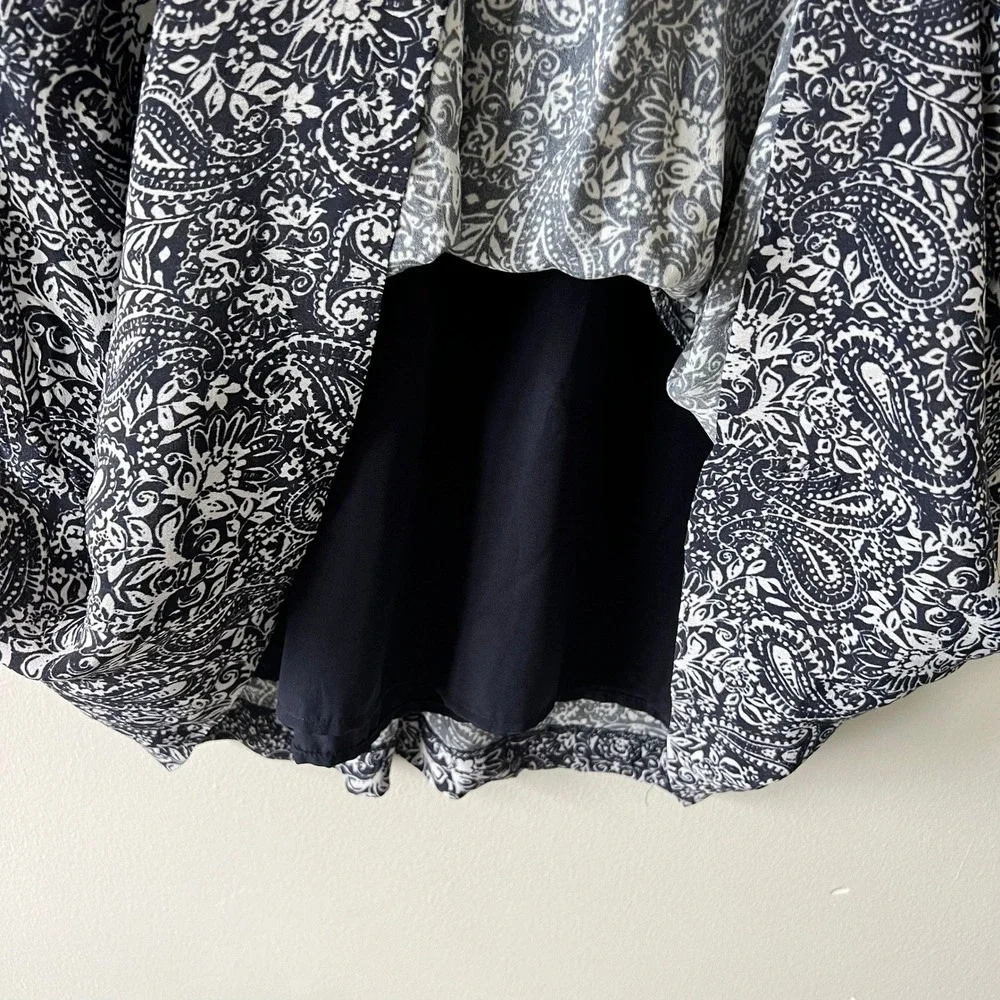 Garnet Hill Bohemian Pocket-Detail Dress Size 2 Navy Paisley Print‎ 3/4 Sleeve - Picture 6 of 9